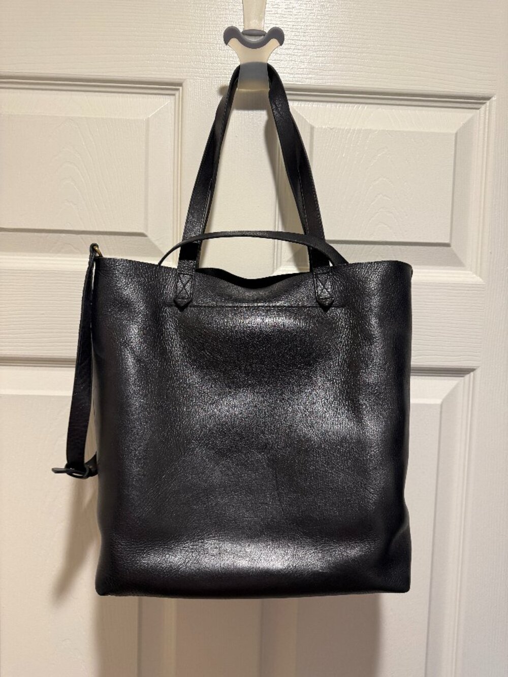 Madewell Medium Leather Transport Tote - Black Leather